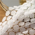 Wholesale cheap chemical polyester fancy sunflower embroidery guipure lace fabric for skirt