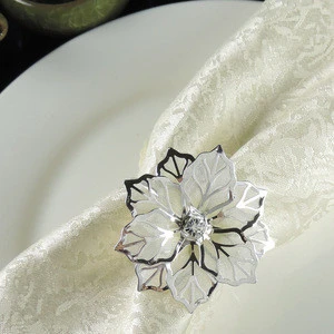 Wholesale cheap metal 3D mesh flower wedding hotel napkin ring