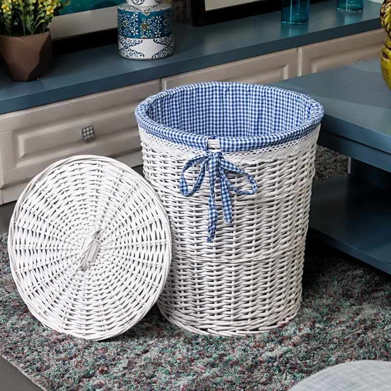 wholesale Circular wicker storage box for laundry basket