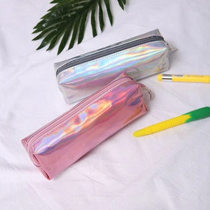 Wholesale Cute Zipper Girls Boy Custom Glitter Pencil Case  Unicorn design laser colorful makeup bag