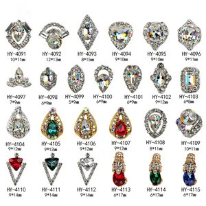 Wholesale Flatback Crystal AB K9 Strass DIY Nail Charms Gems High Quality Alloy Crystal 3d Rhinestone Nail Art