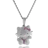 wholesale Hip Hop Charm Personality cartoon  Pink Bow animal Cat cute necklace pendants for jewelry women making