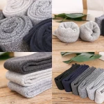 Wholesale long custom logo OEM winter terry sole thicken cushion men knee high cotton warm length snow fluffy soft tube socks