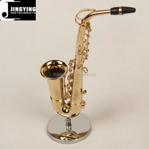 Wholesale Miniature Alto Saxophones Model, Mini Brass Wind Instrument Ornaments for  Birthday/Christmas Gift
