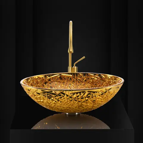 Buy Wholesale New Luxury Bathroom Lavabo Golden Sink Ceramic Art Vanity ...