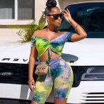 wholesale  summer floral printed women casual sportswear tracksuit set