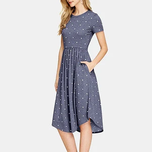 Wholesale short sleeve women casual dress 2019 new arrivals clothing apparel