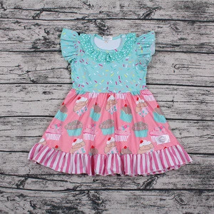 wholesale the dessert printing summer girl dress baby clothes Boutique