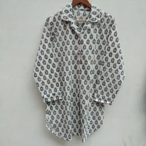 Wholesale women sleepwears cotton hand block printed nightshirts