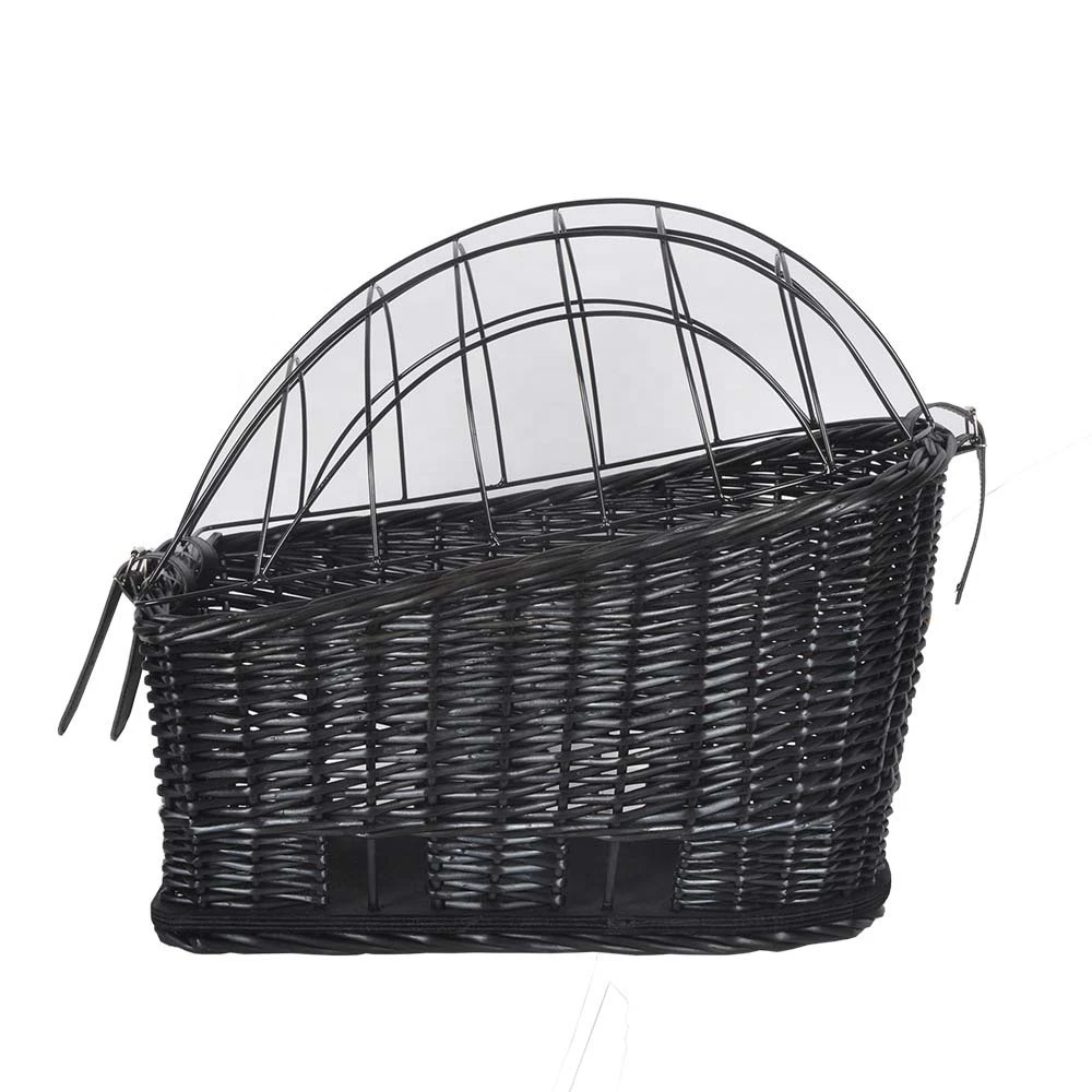 Wicker dog bike basket pet basket for bicycle rattan bicycle basket