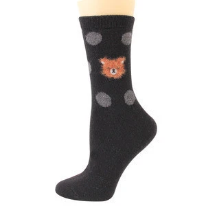 Winter Thickened Warm Fluffy Wool Towel Socks Cute Cartoon Bear Comfortable Cashmere Crew Women Wool Smart Socks