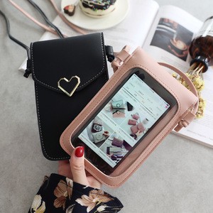 Women Mini Messenger Bags 2020 PU Leather Mobile Phone Case Bag For iPhone Samsung Touch Screen Women Mobile Phone Bag