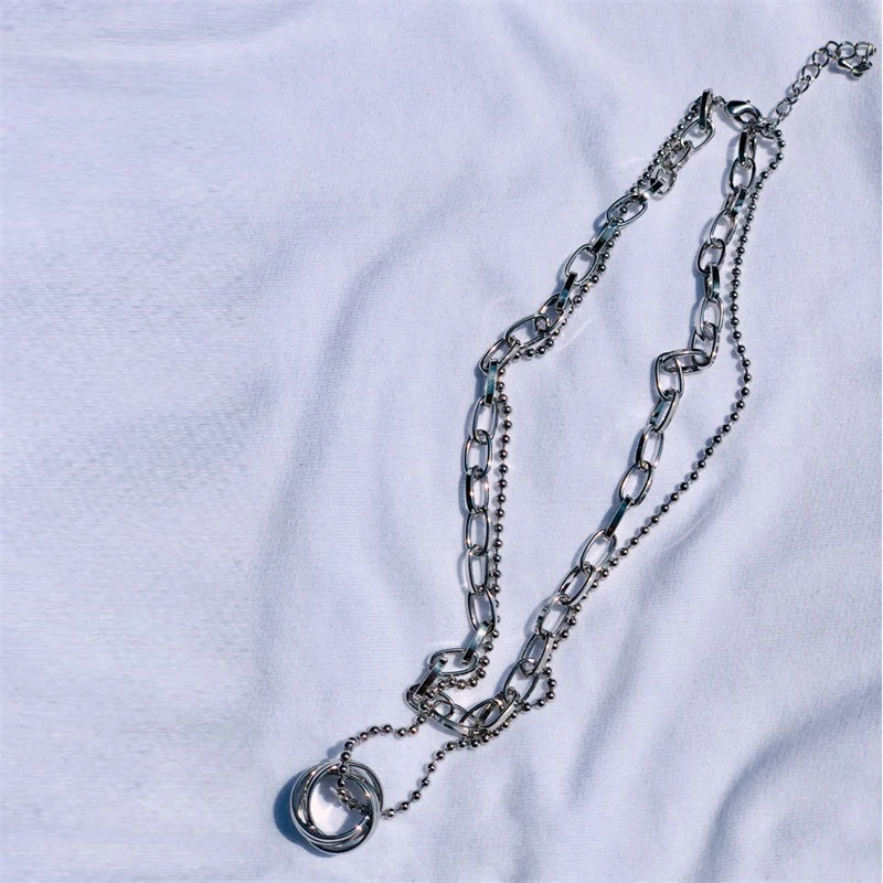 WSYEAR Multilayer Ring Necklace Sexy Titanium Steel Clavicle Chain Cool Girl Necklace Wholesale OEM Factory