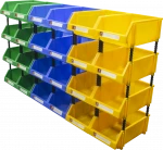 X4 warehouse shelf bin spared storage bins stackable parts boxes