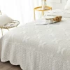 zhejiang  pujiang hot sale amazon hotel bed embroidery  white 3pcs bedspread set bed sheet cotton bedspread