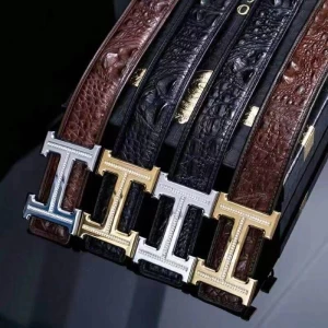 Authentic Crocodile Leather Belt Men's Genuine Leather Pin Buckle Genuine Smooth Buckle Business Belt