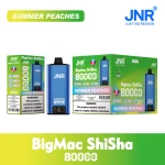 Wholesale JNR Big Mac Shisha 80K Summer Peaches Austria 30ml 1200mAh Quad Mesh Full Color HD Smart Screen