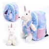 Plush Unicorn kids backpack with removable wheels little kids luggage