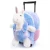 Import Plush Unicorn kids backpack with removable wheels little kids luggage from China