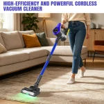 Cordless Vacuum Cleaner 17KPa Powerful Suction Stick Vac Anti-tangle Brush Lightweight Handheld Vac for Floor Carpet Ha