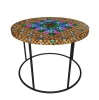 Geometric Mosaic Shell-Inlay Side Table