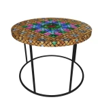 Geometric Mosaic Shell-Inlay Side Table