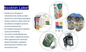 Customized labels/ shrinkable , Booklet folding labels, Double layer sided label sticker