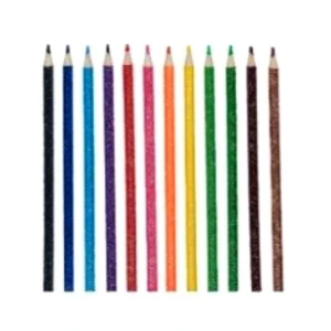 12 Pack Glitter Barrel Colour Pencils