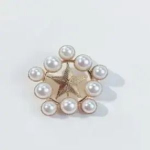 Women luxury double cc designer crystal brooches pins korean pearl brooch
