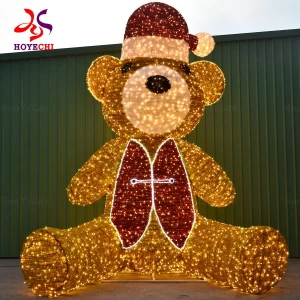 Customized Festival Holiday Decoration Light Christmas Decoration 3D LED Teddy Bear Motif Light