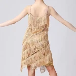 Custom Women V Neck Sequin Mini Dress Layered Fringe & Sparkle Sequin Sleeveless Tassels Flapper Dress Performance Cami