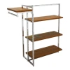 Stainless Steel Retail Display Shelf with Wooden Shelves – Wall Mounted Hanging Rack System | Adjustable Store Display