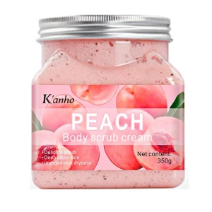 Kanho Peach Natural Body Care Whitening Exfoliating Ice Cream Facial Body Organic Skin Care Fruit Salt Ocean Body Scrub