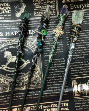 Spiritual Healing Peripherals - Crystal Wand Hairpin - Harry Potter Series (Ravenclaw, Slytherin)
