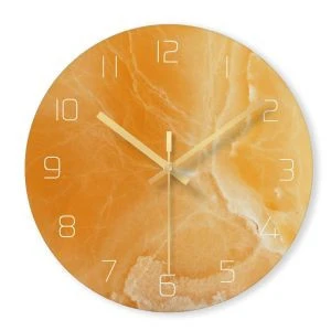 12 inch modern decorative tempered glass analog marble wall clock