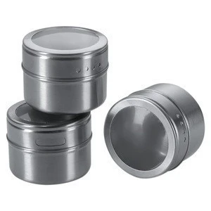 12 Pcs Stainless Steel Magnetic Multi-Purpose Spice Storage Tins with Clear Top Lid