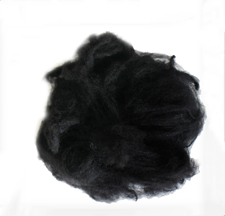 1.5D*38mm dope dyed recycled black polyester staple fiber