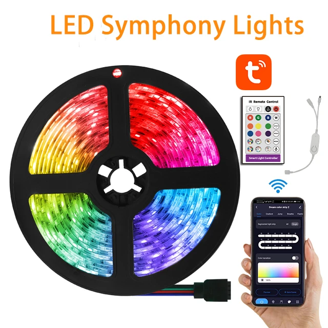 15M New Style SMD 5050 Smart Wifi 12V Flexible RGBW Color Changing Remote Led RGB Non Waterproof Led Strip Lights