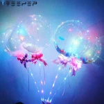 18 Inch High Quality Transparent Bobo Wedding Party Decoration LED Light Balloons with party decoration 3 meter length string le
