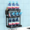 2 Tier Wall Pull Out Hanging Corner Round Bottle Spice Rack Organizer Holder