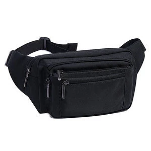 2018 Hot Sale Fashion Black Nylon Travel Outdoor Fanny Waist Bag Pack with One Extra Extension Belt