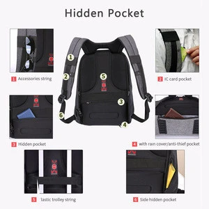2019 Black Business Backpack Slim Anti Theft Laptop Bag With USB Port