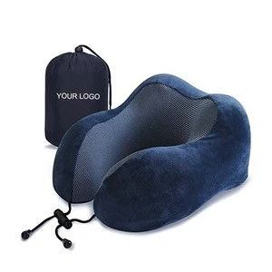 2019 Factory wholesale promotional price memory foam travel kit neck pillow with 3D sleep mask and earplugs for airplane bus tra