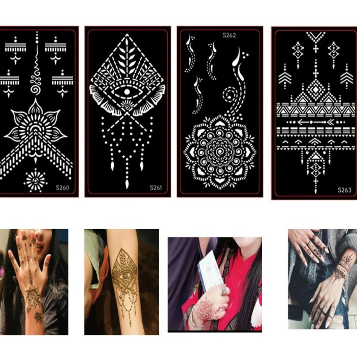 2020 Indian Henna Rose Lace Flower Tattoo Stencil DIY Body Legs Arm Art Airbrush Painting Women Tattoo Stencil Template