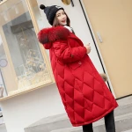 2020 Lady Hooded Slim Faux Fox Fur Cotton Padded Long Winter women's jackets