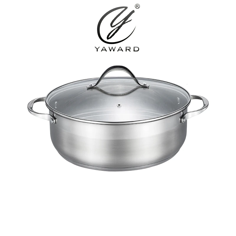 2020 New 28cm Stainless Steel Casserole Hot Pot Casserole with Glass Lid for Kitchen Cooking
