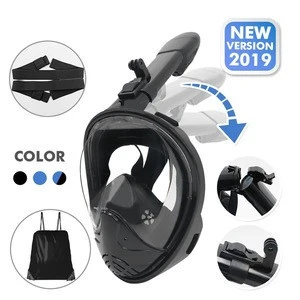 2020 New breath folding snorkeling mask anti fog foldable full face snorkel mask for diving swimming black