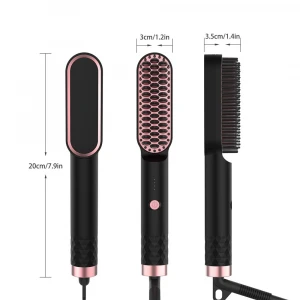 2021 Amazon Hot selling profesional electric Beard styling straightening hair brush negative ion straight hair comb