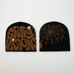 2024 Unisex Jacquard Alphabet Pop Hip Hop Knitted Hat Warm Autumn Winter Spider Web Beanie Acrylic Knitted Hat Casual Beanies