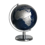 20cm Blue Silver Globe With Metal Base